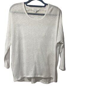 Charming Charlie White Dolman Sleeve Lacey Knit Top